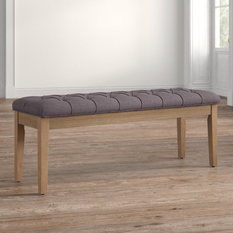 Dukinfield Upholstered Bench, Dark Gray Linen, Natural