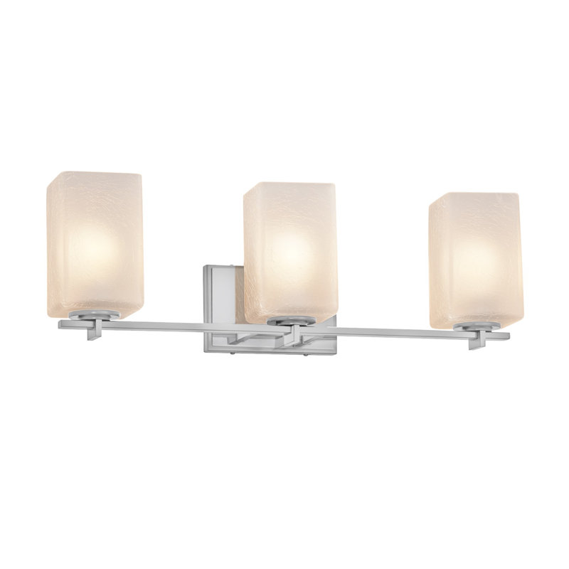 Casson 3 - Light Dimmable Vanity Light, Polished Chrome, Frosted Crackle
