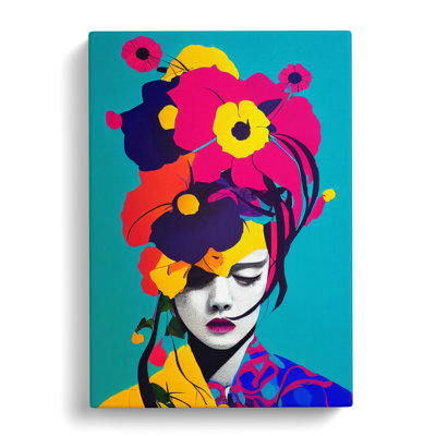 Vires Floral Woman Pop - Wrapped Canvas Print