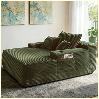 Canapé-lit convertible convertible, canapé multifonctionnel rembourré en tissu moelleux avec conception flexible sans cadre / sans os, aucun assemblage requis, porte-gobelet intégré pour les petits espaces de la chambre à coucher, vert