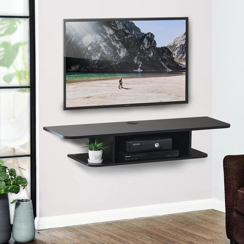 Console média flottante avec support télé, Noir