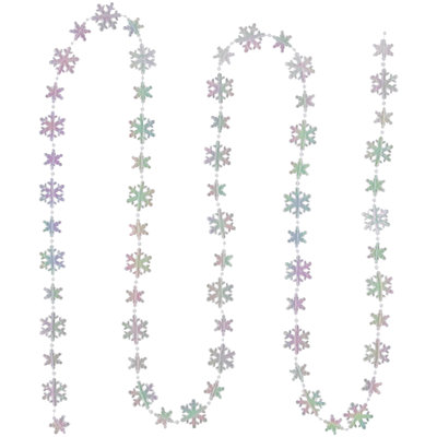 8' White Snowflake Beaded Christmas Garland