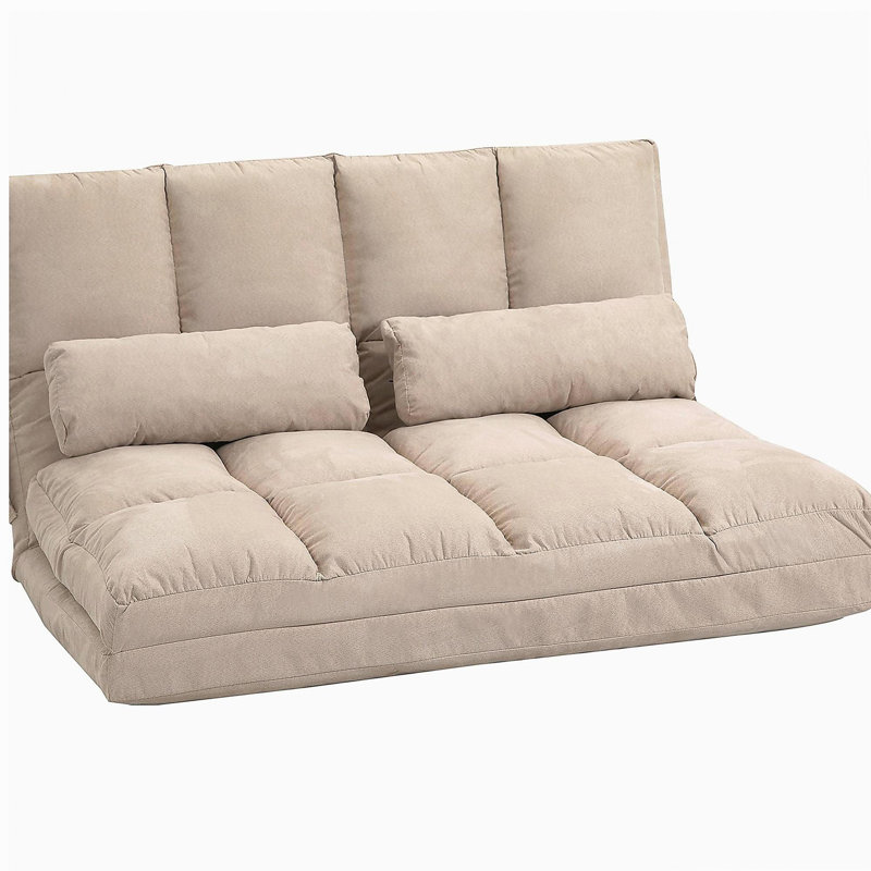Fauteuil convertible HOMcom, canapé-lit pliant, avec 2 coussins, dossier et appui-tête réglables, 40,25 po de longueur, beige