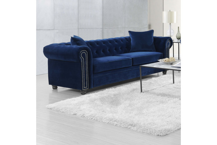 Avani 95" Rolled Arm Chesterfield Sofa with Reversible Cushions