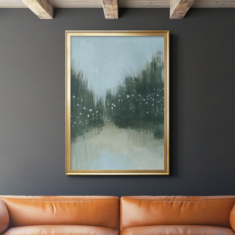 «Marsh Morning Fog II», reproduction encadrée de qualité supérieure - prête à être accrochée, Encadrement doré