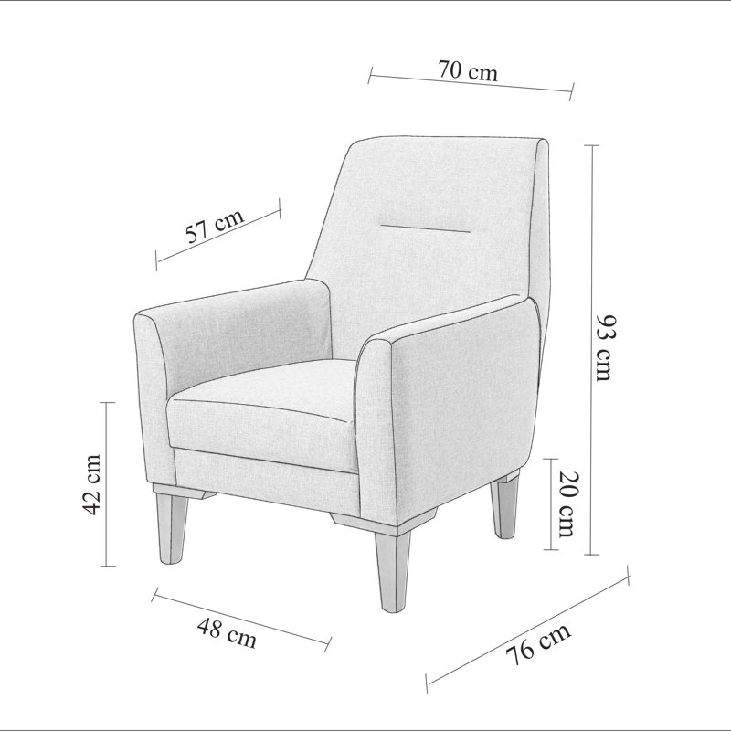 Sky 70cm Wide Tufted Polyester Side Chair, Navy Blue, Brown Wood