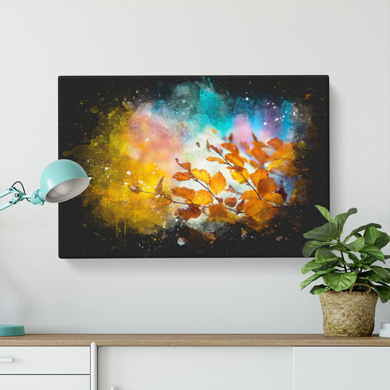 Autumn Leaves Abstract - Wrapped Canvas, 60cm H x 91cm W x 3cm D