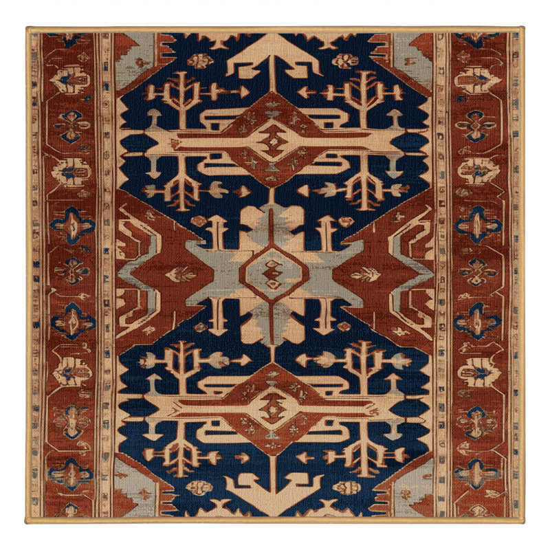 Machine Washable Persian Brown Area Rug, Square 6'