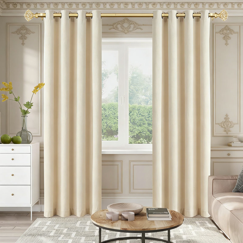 Paquet de 2 tringles à rideaux simples télescopiques avec embouts décoratifs en losanges, tringles à rideaux réglables pour un ajustement personnalisé, finition dorée de luxe