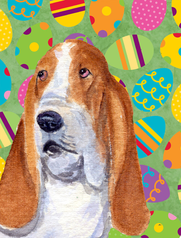 Drapeau de jardin Atara, Basset hound (beige et blanc)