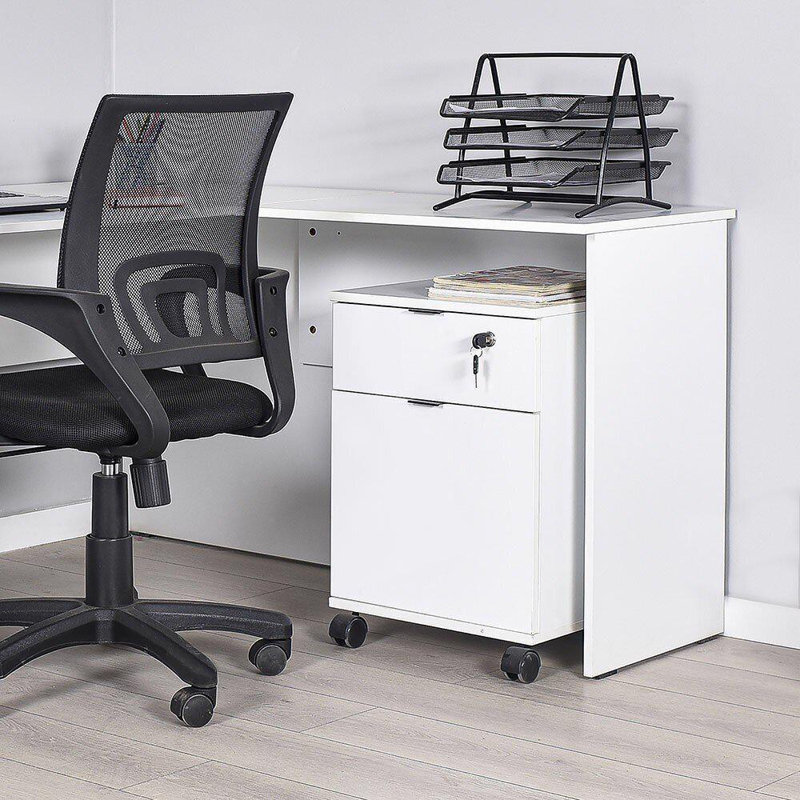 Rio Mobile Office Storage Cart With Lockable Drawer - Anthracite Grey or Matt White, White