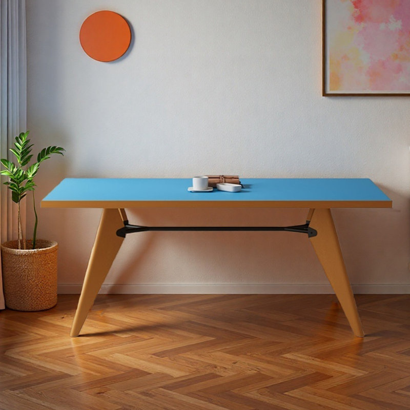 Bureau d'écriture multifonctionnel bleu vif et brun, H 29,52 po x l 78,74 po x P 31,49 po