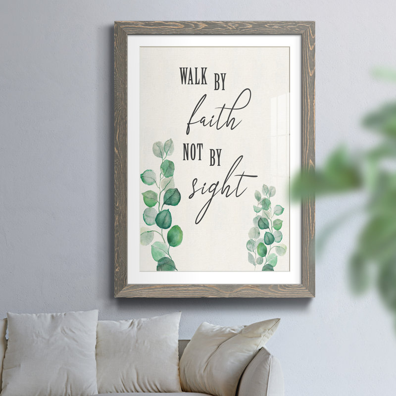 «Walk by Faith» - Reproduction d'art textuel sur papier encadré, H 31,5 po x l 23,5 po x P 1,5 po, gris