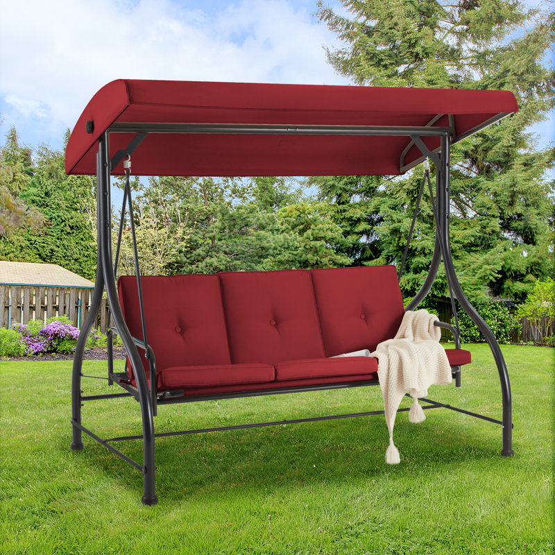3 Person Porch Swing with Canopy, Red