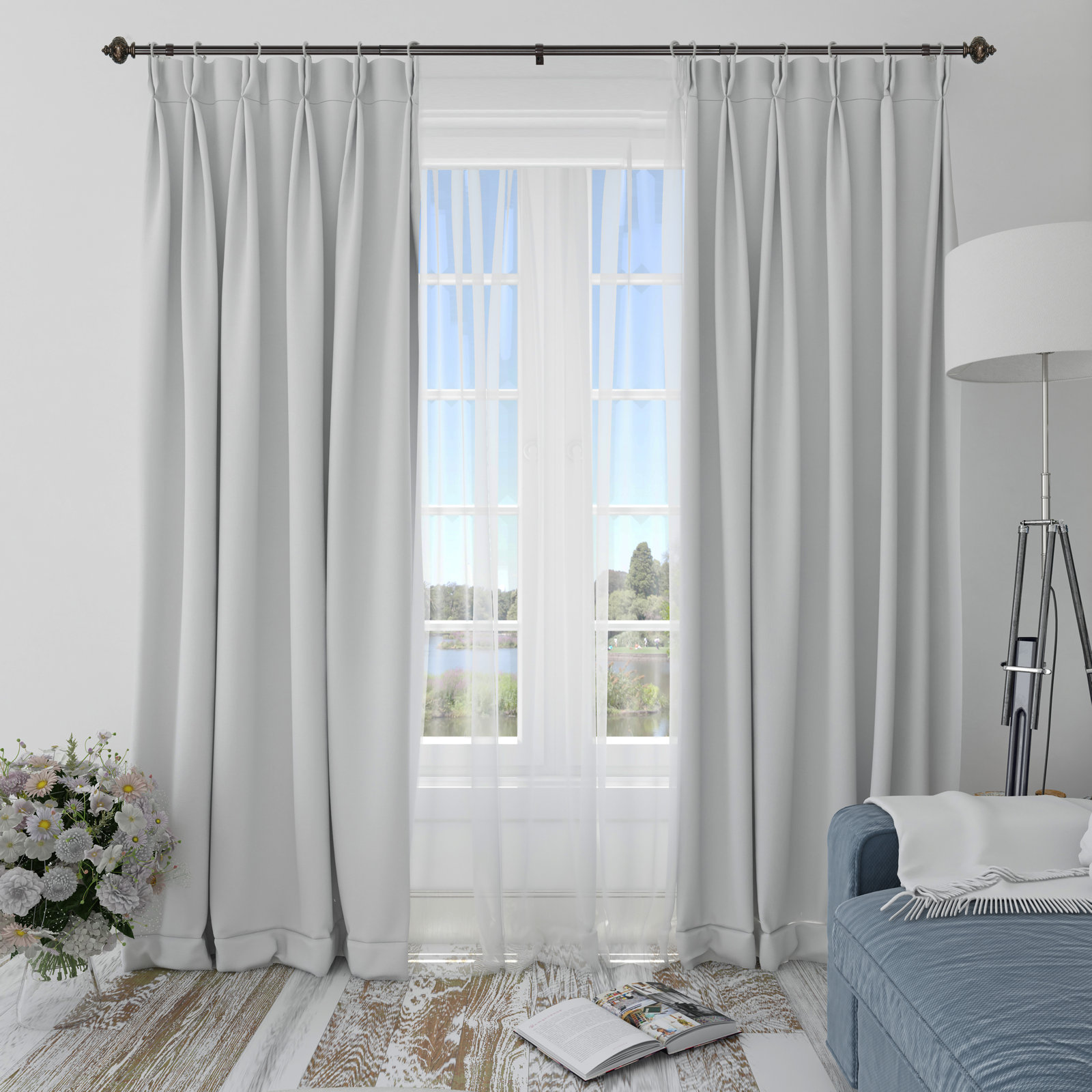 Seher Adjustable Overall Width x 1'' Diameter Single Curtain Rod, 28" - 48", Bronze