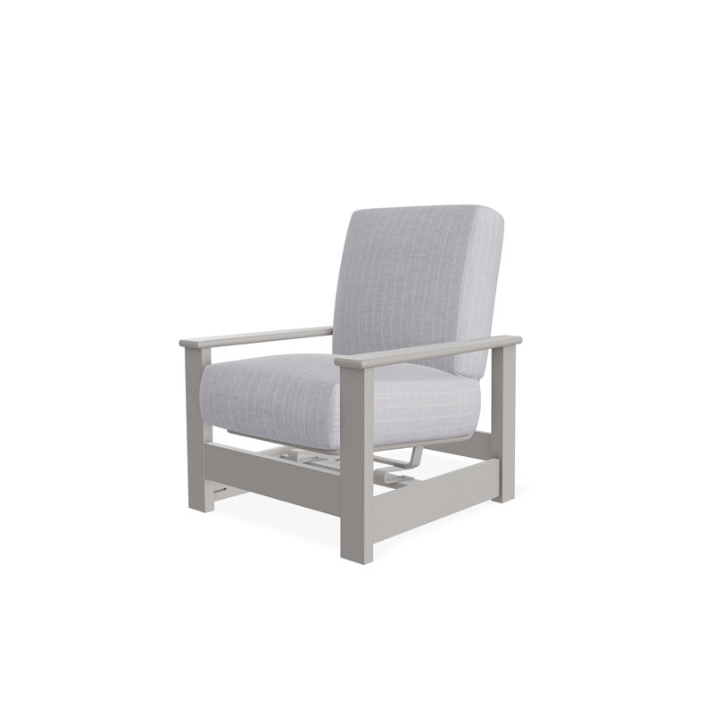 Leeward Marine Grade Polymer Deep Seating Cushion Arm Chair with Hidden Motion, Ticking Fog, Beachwood