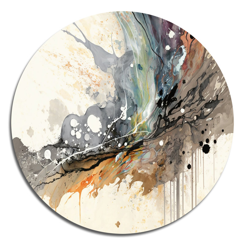 Jazz Rhythms In Shades Of Grey III - Abstrait rond, impression sur métal, H 23 po x l 23 po