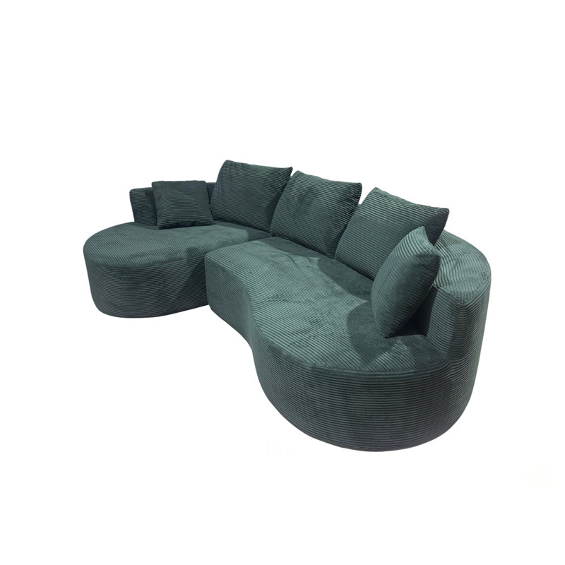 Ensemble de canapé modulaire courbé 2 pièces avec coussins, mobilier de salon ergonomique minimaliste, sièges modernes, sans assemblage, canapé et méridienne