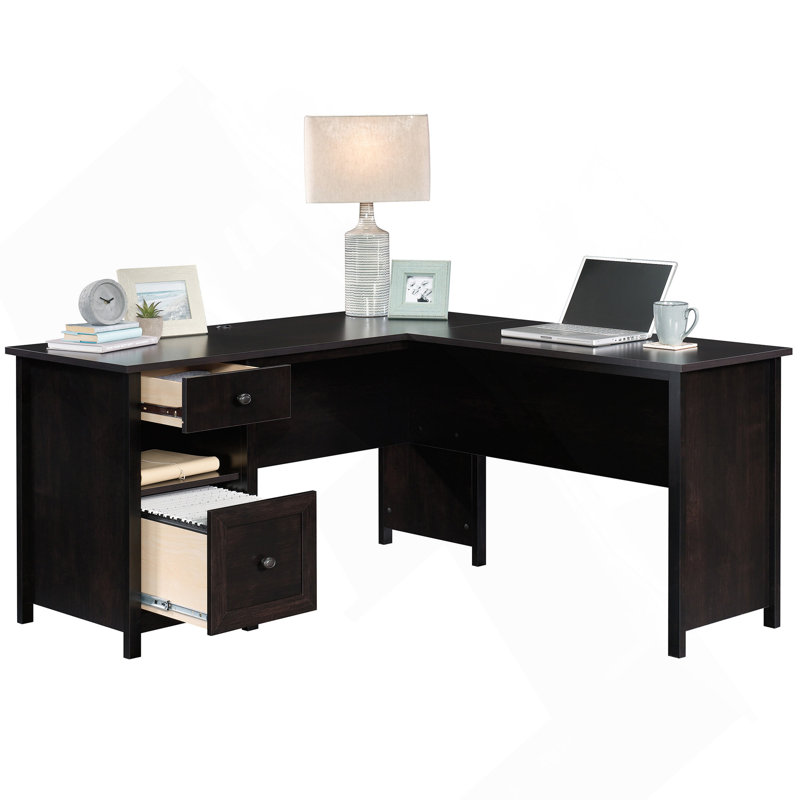 Bureau en L, finition noire, Noir