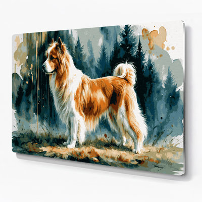 Chiens Eurasier, art mural en métal bleu