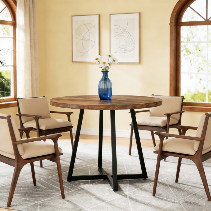 Table de salle à manger industrielle avec base en métal robuste