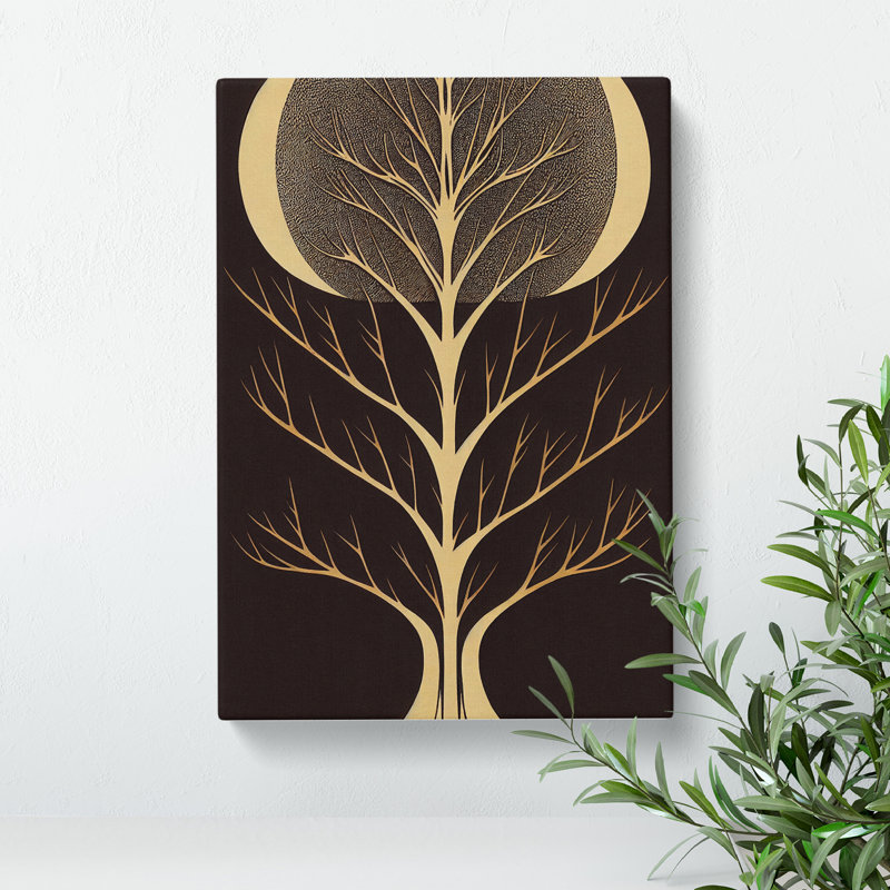 Art Deco Tree No.2 - Wall Art, 50cm H x 35cm W x 3cm D, Wrapped Canvas