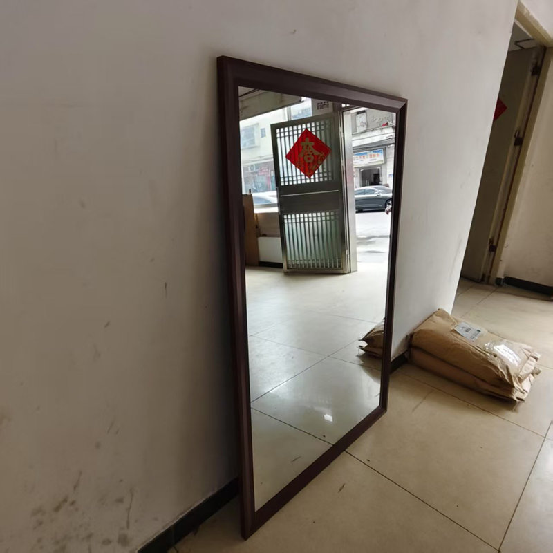 60"x40" Oversized Modern Rectangle Bathroom Mirror, Walnut