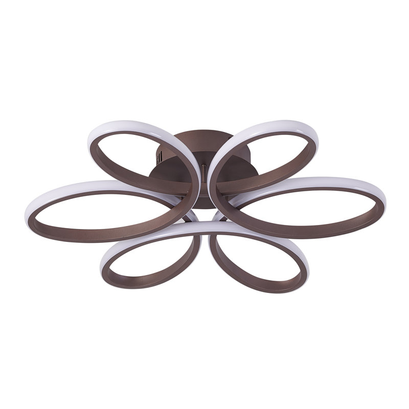 6-Light Dimmable Satin Coffee LED Flush Mount With White Acrylic Diffusers