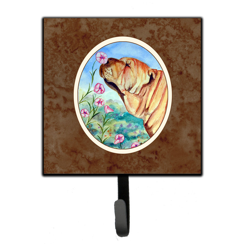 Pelin Metal Wall Organizer with Key Hooks, Brown/Sandy Brown/Green, Shar Pei Smell Flower