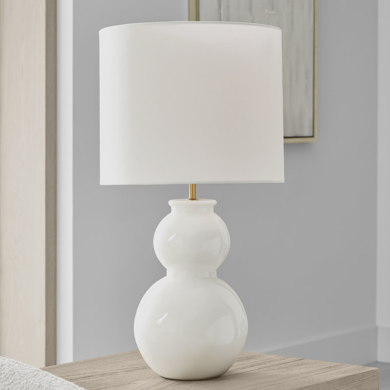 Lampe de table moyenne à 1 lumière Buckley, Blanc brillant