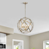 Malbon 4 - Light 18.9" Light Gold with Bronze Tone Candle Style Globe Chandelier