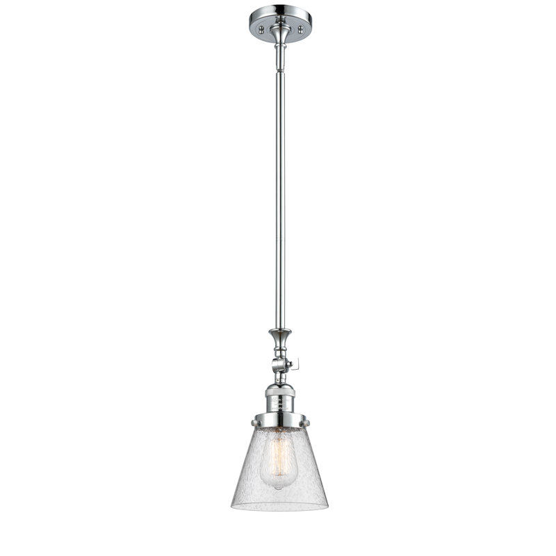 Luminaire suspendu conique 1 lumière Hannan, Grainé, Laiton antique, Ampoule DEL rétro de 3,5 watts