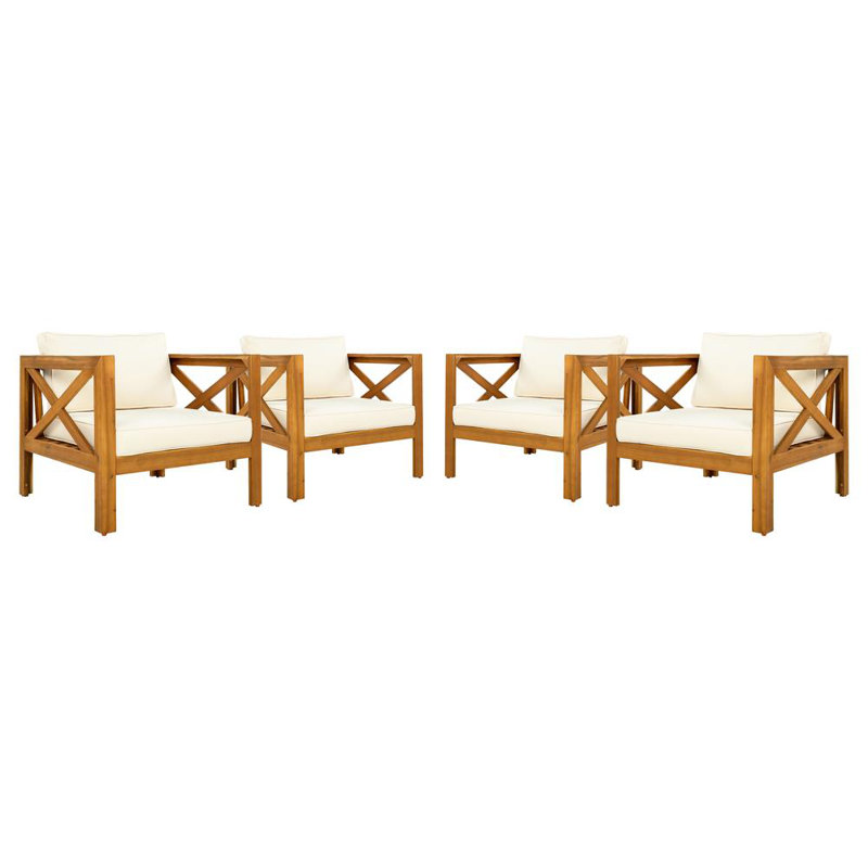 Ensemble de 4 chaises longues de patio, Beige