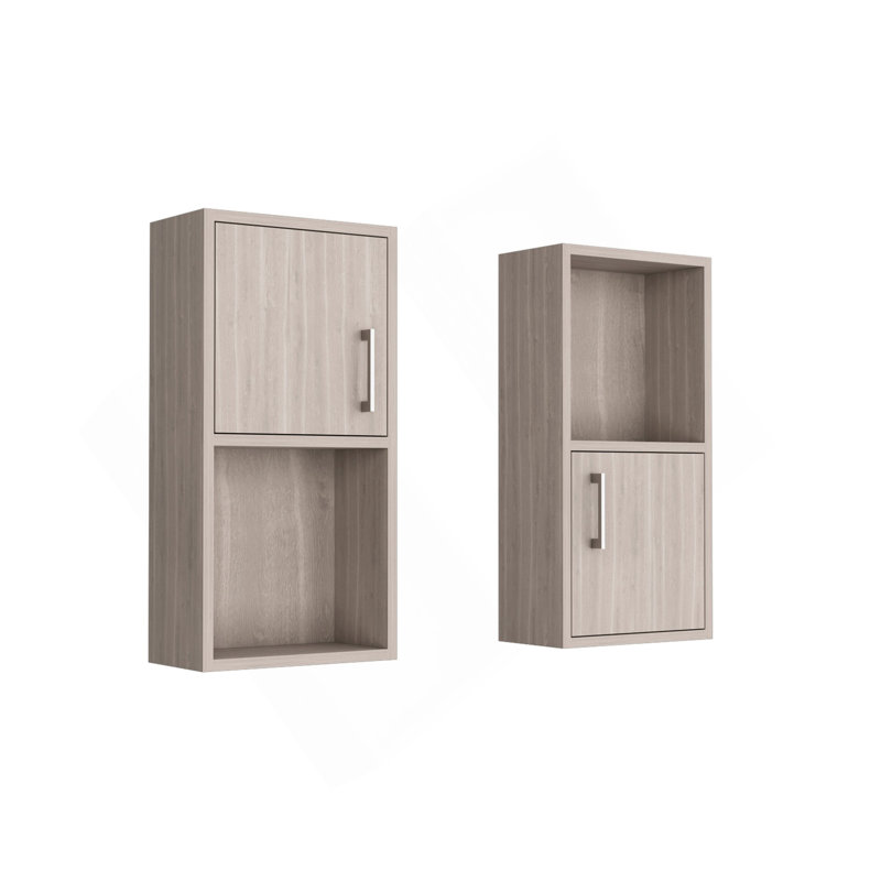 Oba 2-Pc Wall-Mounted Bathroom Medicine Cabinet With Open And Closed Storage, Beige