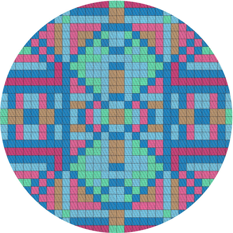 Tapis vert/rouge/bleu aqua patterned Shady, Rond 3 pi