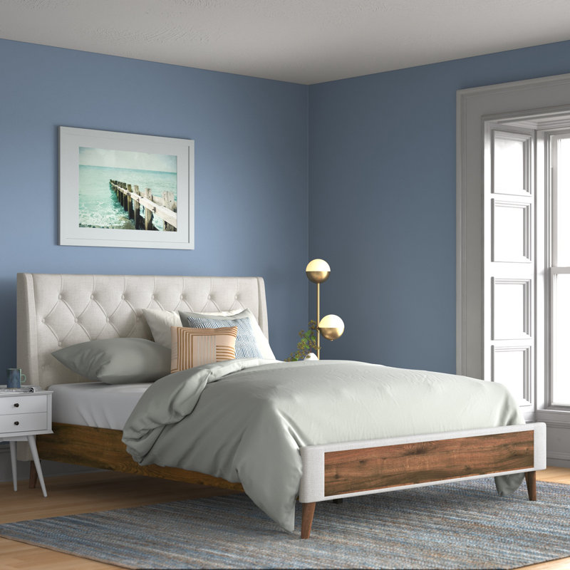 Wahl Upholstered Wingback Storage Bed, Beige, Queen