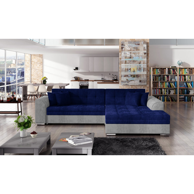 Ahrian 3 Seater Velvet Sofa Bed, Right Hand Facing