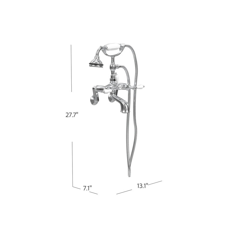 2 Handle Bathroom Clawfoot Tub Faucet with Diverter, Chrome