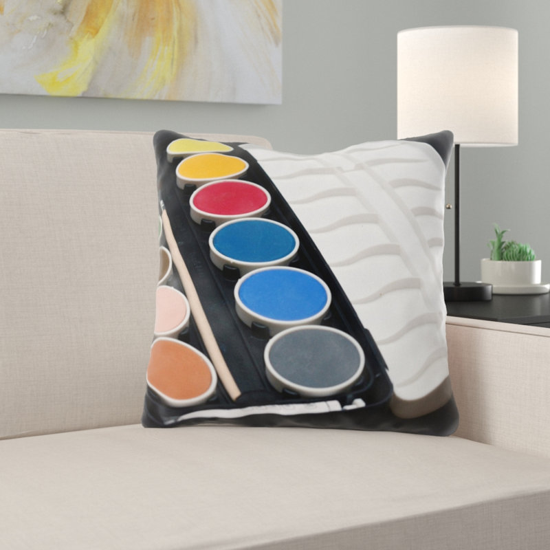 Coussin décoratif à boîtes de peinture Martine, Microsuède, Intérieur
