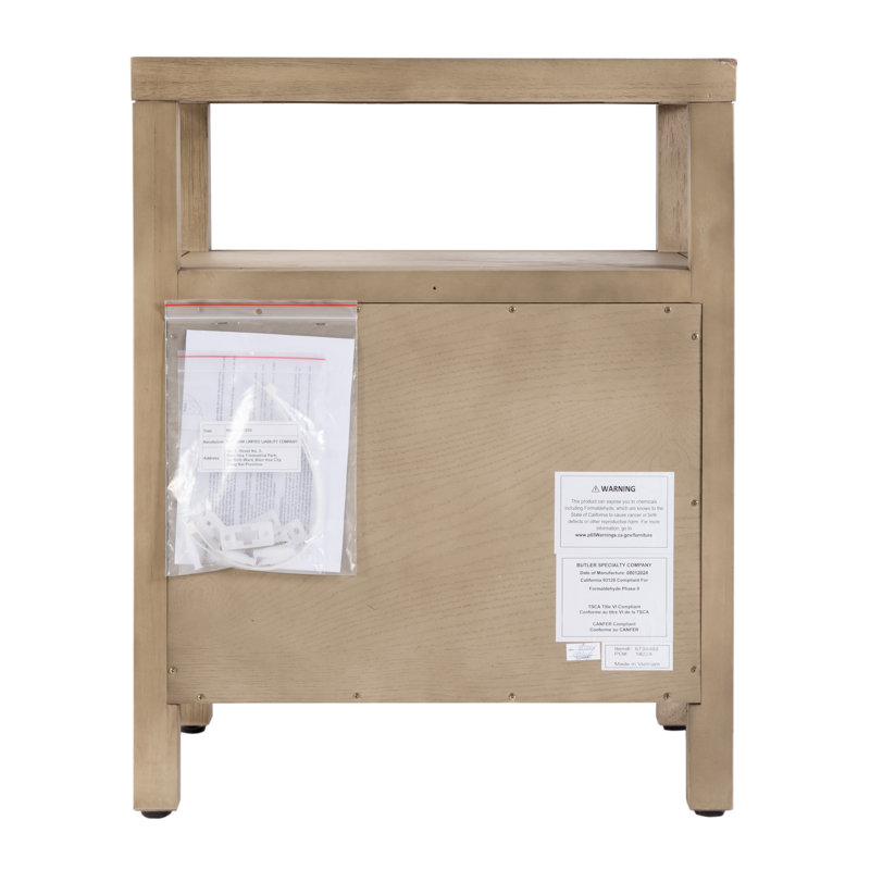 Nora 2-Drawer Nightstand, Light Oak