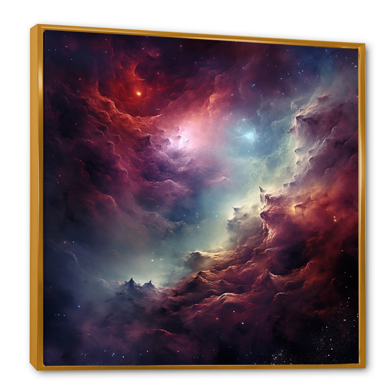 Pink Interstellar Gaz Galaxy - Galaxies Wall Art, Gold Floater Framed, 30" H x 30" W x 1.5" D