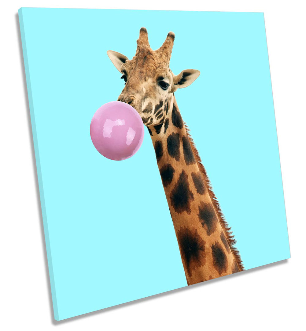 Giraffe Bubble Gum - Wrapped Canvas Print