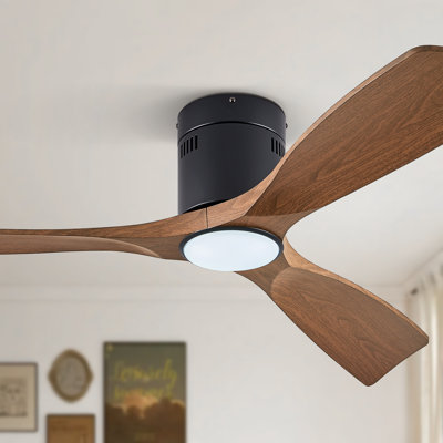52" 3 - Blade Standard Ceiling Fan With Remote Control And LED Light, Silent Breeze For All Seasons