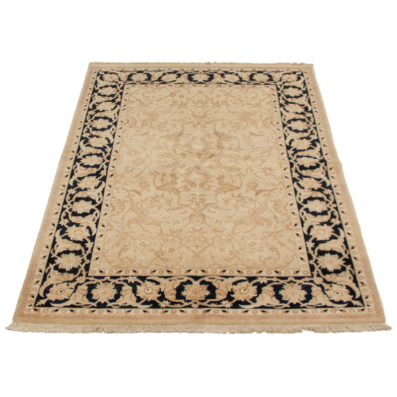 Tapis intérieur en laine 5 pi 1 po x 7 pi 6 po one-of-kind à la main noué la peshawar oushak light kaki Capela