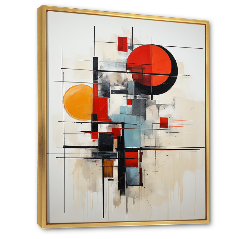 Isayah Red Suprematism Reduction III sur toile, Cadre flottant doré, H 20 po x l 12 po x P 1 po