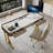 55.12" Rectangular Sintered Stone Saddle Leather Desktop Desk