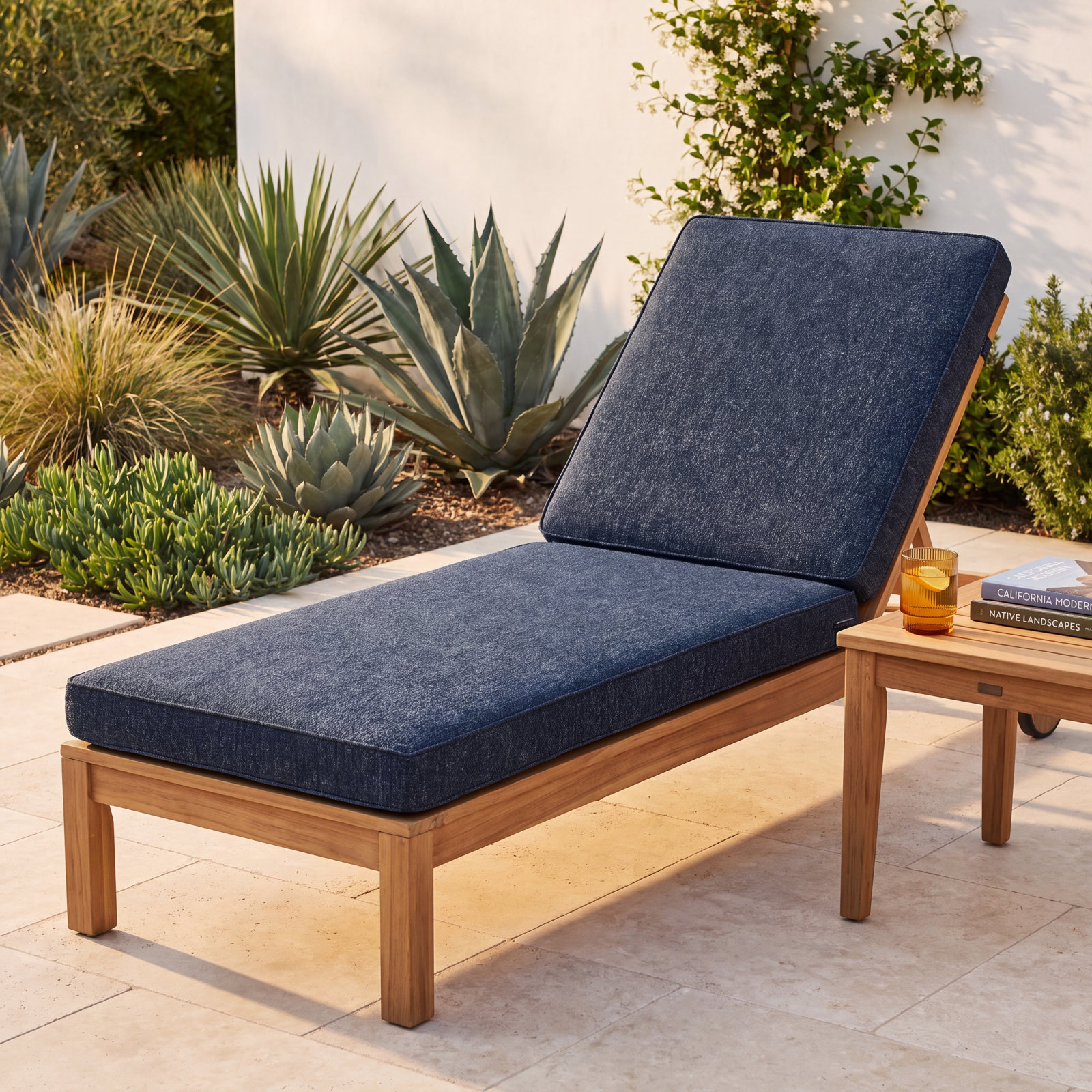 Sunbrella® Seat and Back Cushion, Improve Indigo Sunbrella®, 24" W x 73" D