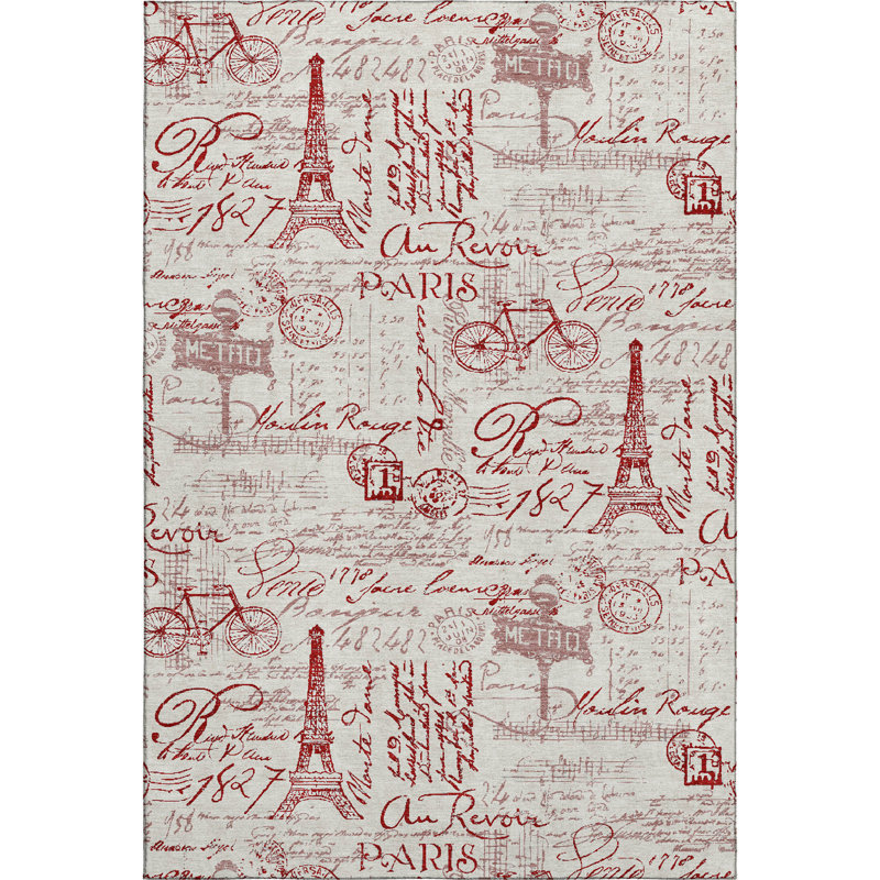 Premium Machine Washable Mayfield AMF2209 novelty Rug, 3' x 5', Red