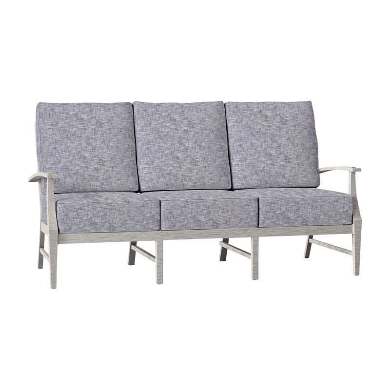 Croquet 76" Wide Outdoor Patio Sofa with Cushions, Verona Fossil, No Welt, Oyster 
