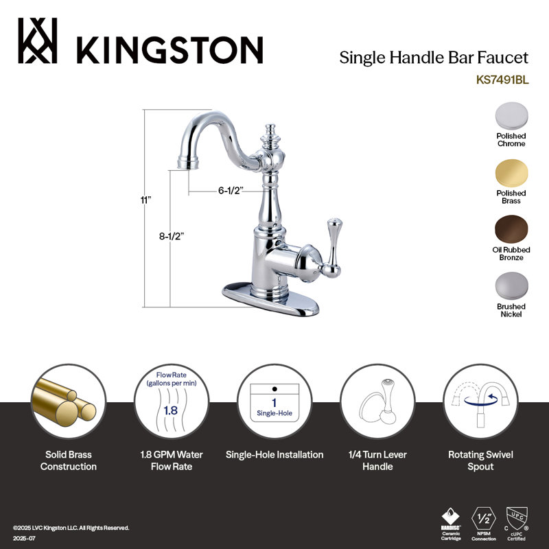 Robinet de bar Kingston, Nickel brossé